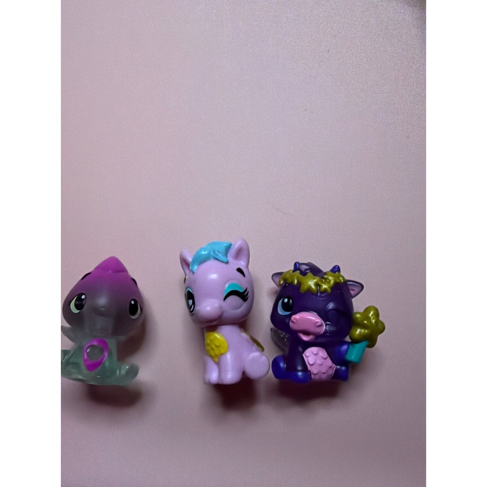Hatchimals CollEGGtibles Mini Figures Lot of 3 Purple Pink Dragon Pony‎ Cow Wand